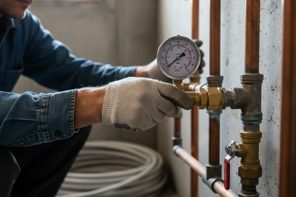 Pressure testing a repaired line during Water Line Repair in Eden Valley